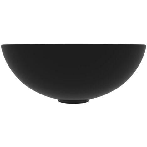 Lavabo de salle de bain Céramique Noir mat Rond vidaXL