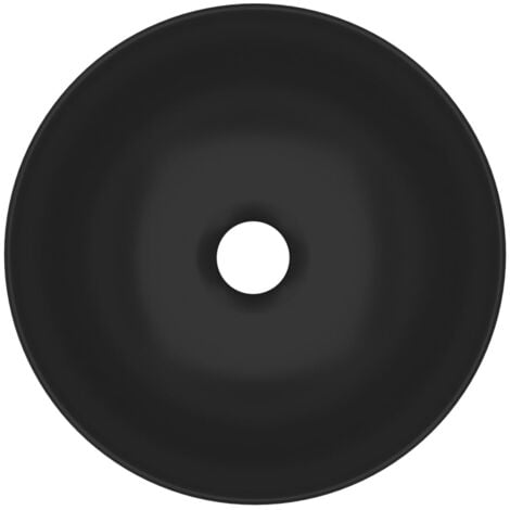 Lavabo de salle de bain Céramique Noir mat Rond vidaXL
