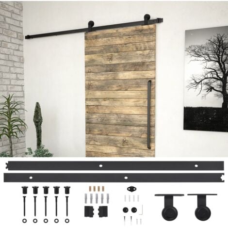 Kit de quincaillerie de porte coulissante SKIEN 200 cm noir vidaXL