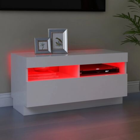Meuble TV avec lumières LED blanc 80x35x40 cm vidaXL