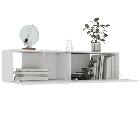 Meuble TV Blanc 120x30x30 cm Bois d’ingénierie vidaXL
