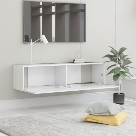 Meuble TV Blanc 120x30x30 cm Bois d’ingénierie vidaXL