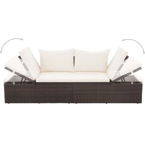 Lit de jardin Marron 195x60 cm Résine tressée vidaXL