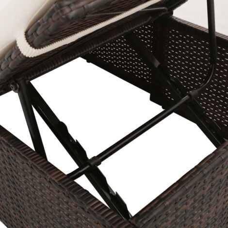 Lit de jardin Marron 195x60 cm Résine tressée vidaXL