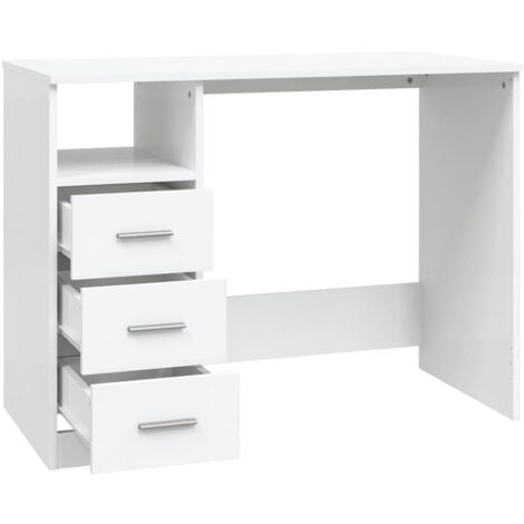 Bureau avec tiroirs Blanc 102x50x76 cm Bois d'ingénierie vidaXL