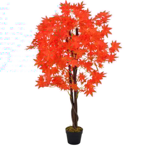 Plante artificielle d'érable avec pot Rouge 120 cm vidaXL