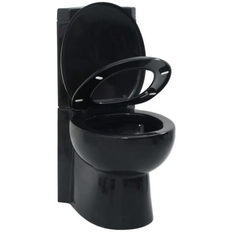 Toilette d'angle en céramique pour salle de bains noir vidaXL