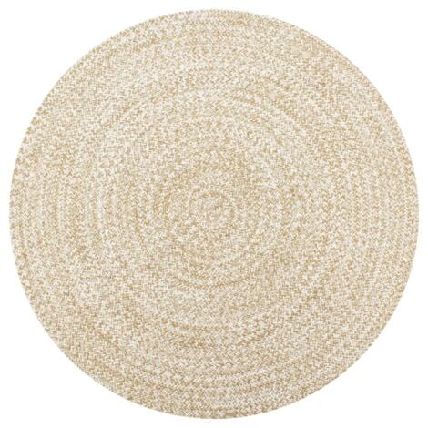 Tapis fait à la main Jute Blanc et naturel 120 cm vidaXL