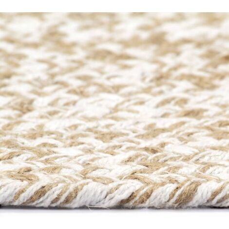 Tapis fait à la main Jute Blanc et naturel 120 cm vidaXL