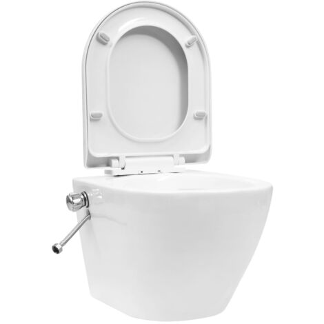 Toilette murale sans bord à fonction de bidet Céramique Blanc vidaXL