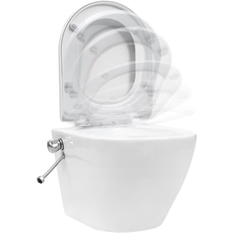 Toilette murale sans bord à fonction de bidet Céramique Blanc vidaXL
