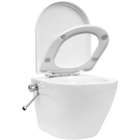 Toilette murale sans bord à fonction de bidet Céramique Blanc vidaXL