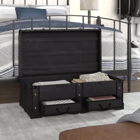 Coffre de rangement en bois Large Noir vidaXL