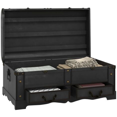 Coffre de rangement en bois Large Noir vidaXL
