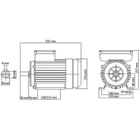 Moteur monophasé Aluminium 1,5kW/2 CH 2 pôles 2800 tr/min vidaXL