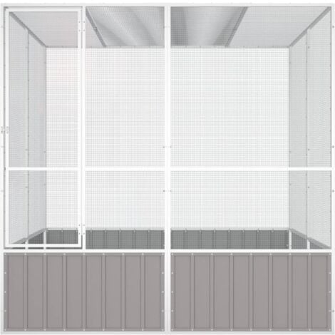 Cage à oiseaux Gris 213,5x217,5x211,5 cm Acier galvanisé vidaXL