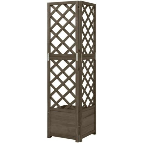 Jardinière d'angle en treillis Gris 40x40x150 cm Bois de sapin vidaXL