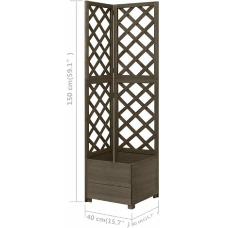Jardinière d'angle en treillis Gris 40x40x150 cm Bois de sapin vidaXL