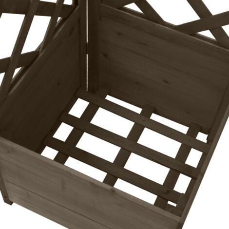Jardinière d'angle en treillis Gris 40x40x150 cm Bois de sapin vidaXL
