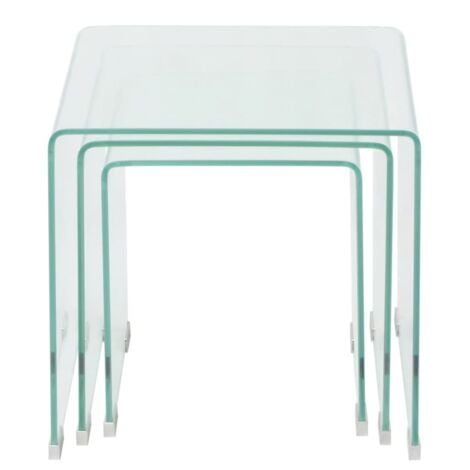 Ensemble de tables gigognes 3 Pièces Verre trempé Transparent vidaXL