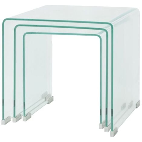 Ensemble de tables gigognes 3 Pièces Verre trempé Transparent vidaXL