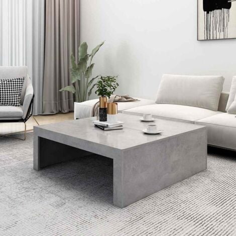 Table basse gris béton 100x100x35 cm bois d'ingénierie vidaXL