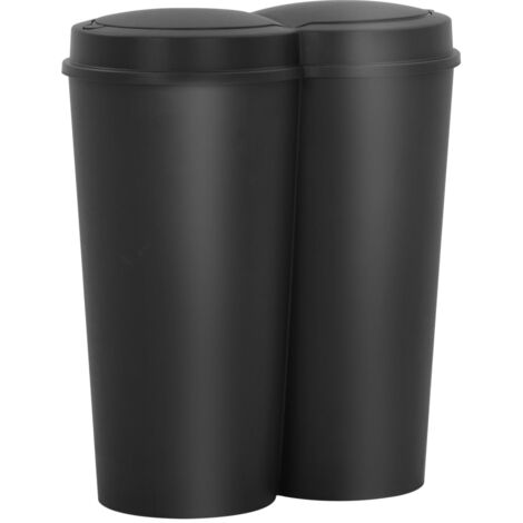 Poubelle double à ordures Noir 50 L vidaXL