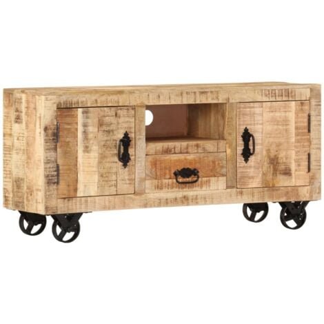Meuble TV Bois de manguier brut 110x30x50 cm vidaXL