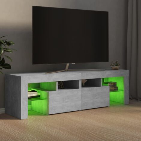 Meuble TV avec lumières LED Gris béton 140x36,5x40 cm vidaXL