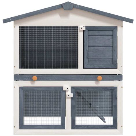 Clapier d'extérieur 3 portes Gris Bois vidaXL