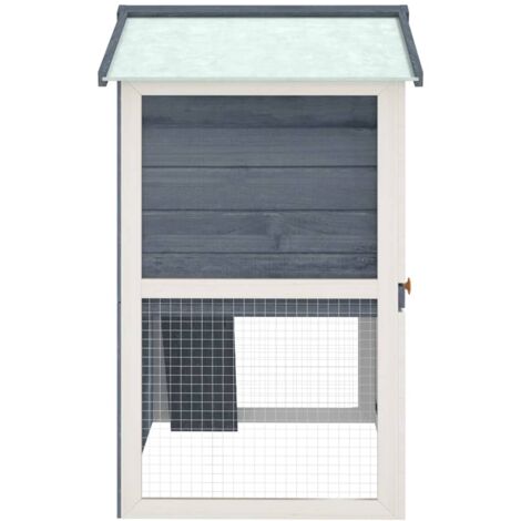 Clapier d'extérieur 3 portes Gris Bois vidaXL