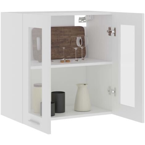 Armoire en verre suspendue Blanc 60x31x60 cm Bois ingénierie vidaXL