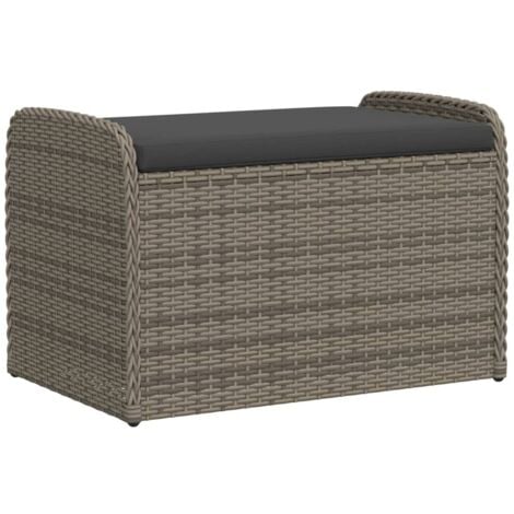 Banc de rangement avec coussin gris 80x51x52 cm résine tressée vidaXL