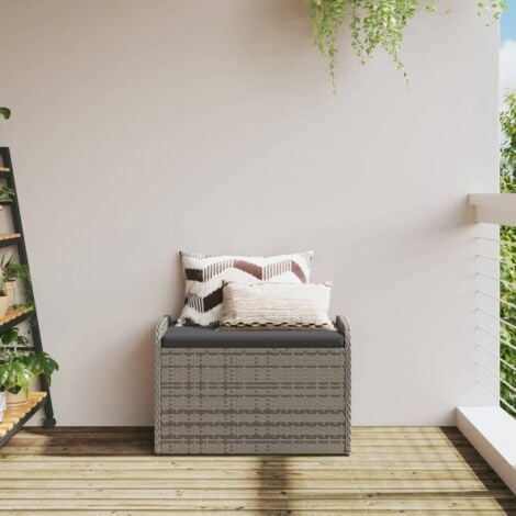 Banc de rangement avec coussin gris 80x51x52 cm résine tressée vidaXL