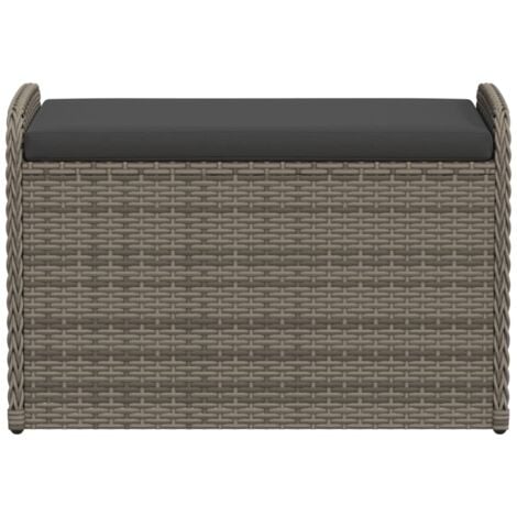 Banc de rangement avec coussin gris 80x51x52 cm résine tressée vidaXL