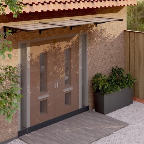 Auvent de porte Noir 358,5x90 cm Polycarbonate vidaXL