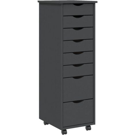 Armoire roulante avec tiroirs MOSS gris bois de pin solide vidaXL