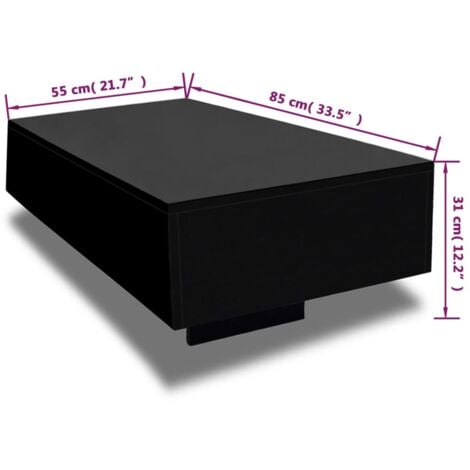 Table basse Haute brillance Noir vidaXL