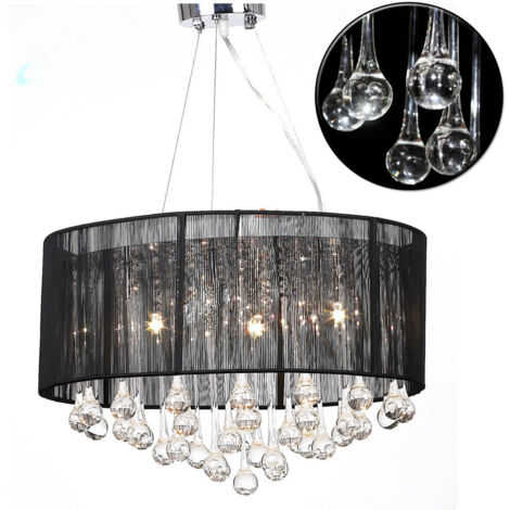 Lustre avec 85 cristaux Noir vidaXL