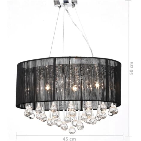 Lustre avec 85 cristaux Noir vidaXL