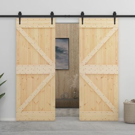 Porte coulissante et kit de quincaillerie 100x210 cm Pin massif vidaXL