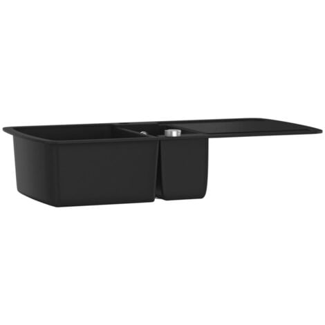 Évier de cuisine en granit Double bac Noir  vidaXL