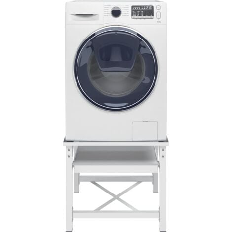 Socle pour machine à laver avec étagère coulissante Blanc vidaXL