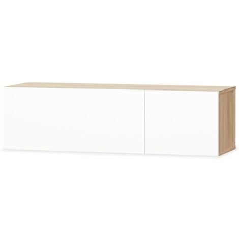 Meuble TV bois d’ingénierie 120x40x34cm Chêne et blanc brillant vidaXL