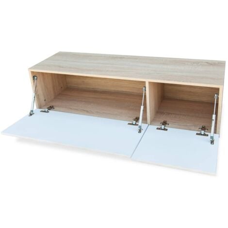 Meuble TV bois d’ingénierie 120x40x34cm Chêne et blanc brillant vidaXL