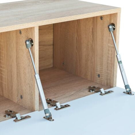 Meuble TV bois d’ingénierie 120x40x34cm Chêne et blanc brillant vidaXL