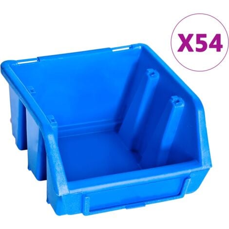 Kit de bacs de stockage avec panneaux muraux 96 pcs Bleu vidaXL