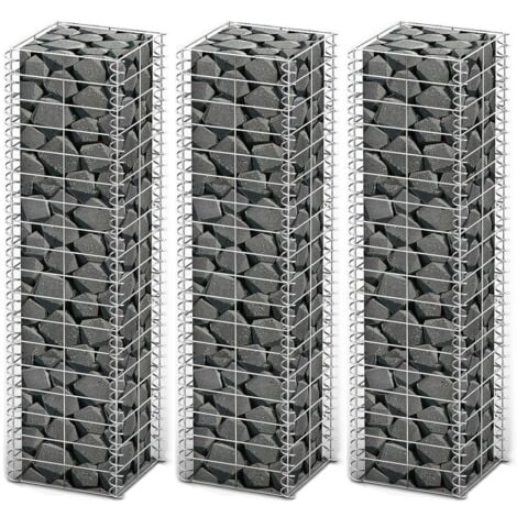 Jeu de panier de gabion 3 pcs Fil galvanisé 25x25x100 cm  vidaXL