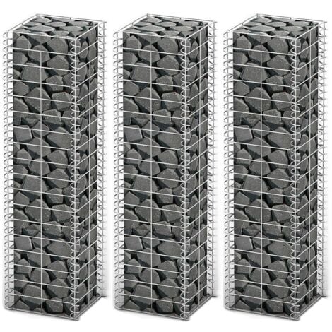 Jeu de panier de gabion 3 pcs Fil galvanisé 25x25x100 cm  vidaXL