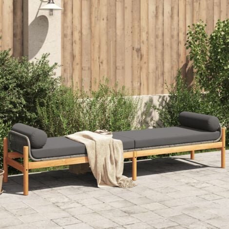 Banc de jardin avec coussin gris résine tressée acacia vidaXL